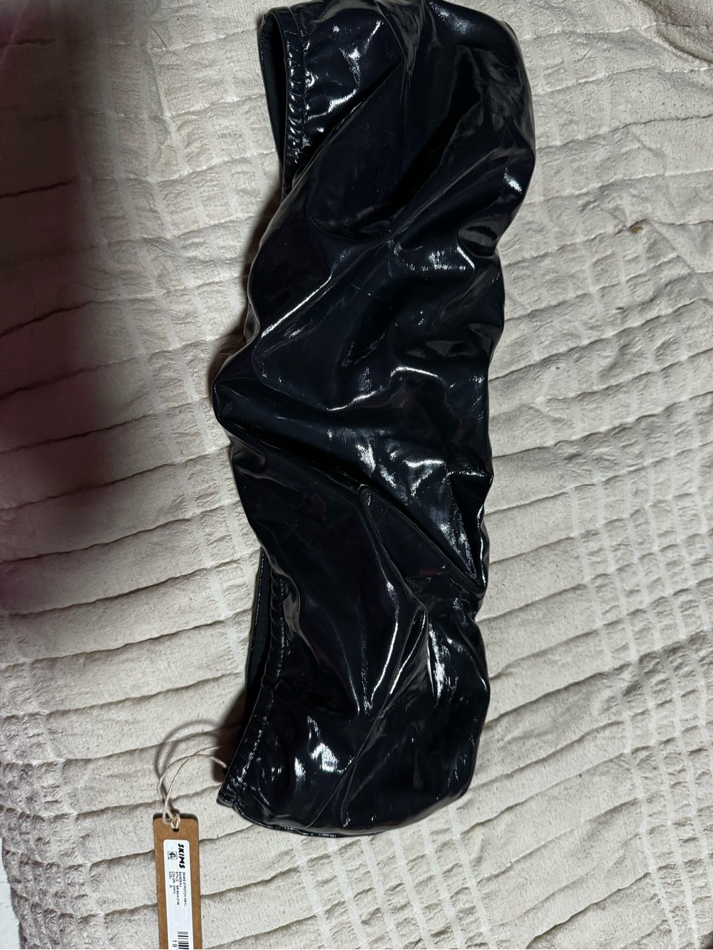 Skims Black Patent Faux Leather crop top